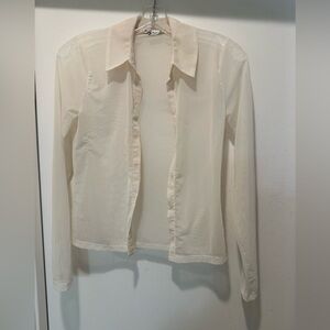 Abercrombie & Fitch Sheer Cream Button-Front Long Sleeve Top Size XS